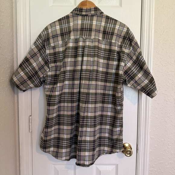 Woolrich Shirt Gingham Check Mens Short Sleeve 100% Cotton Button Up XL - Picture 7 of 9